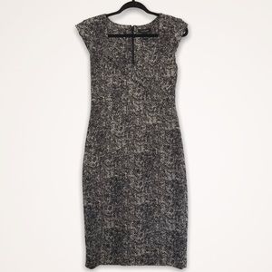 WHBM Black/White Polka-Dot Cap Sleeve Dress